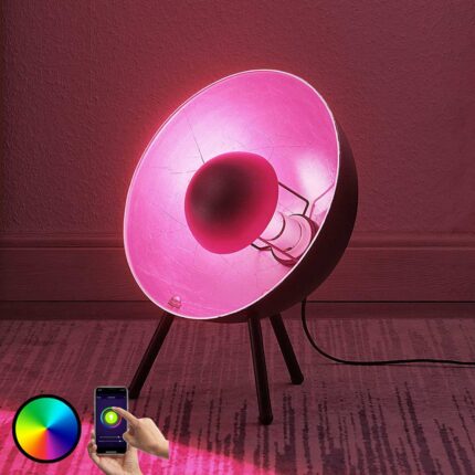 Lámpara mesa Muriel trípode 38 WiFi negro/plateado